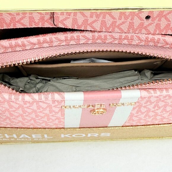 NWT Michael Kors Women's Primrose Pink Adjustable Logo Belt Bag With Stripe S/M - Picture 6 of 8